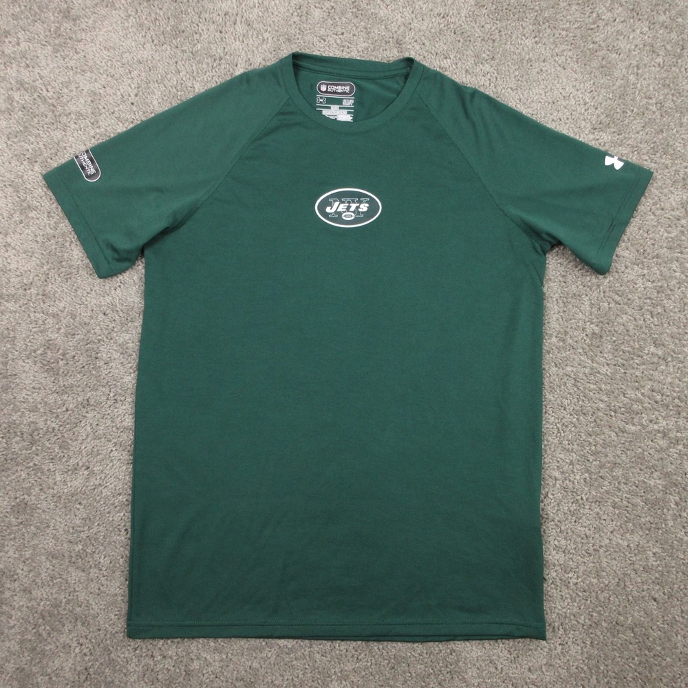 New York Jets Shirt Mens Small Green Under Armour HeatGear Combine Authentic EUC